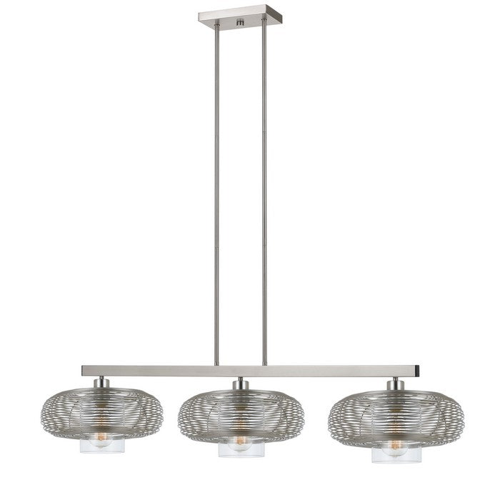 60 X 3 Watt Metal and Glass Shade Pendant, Silver