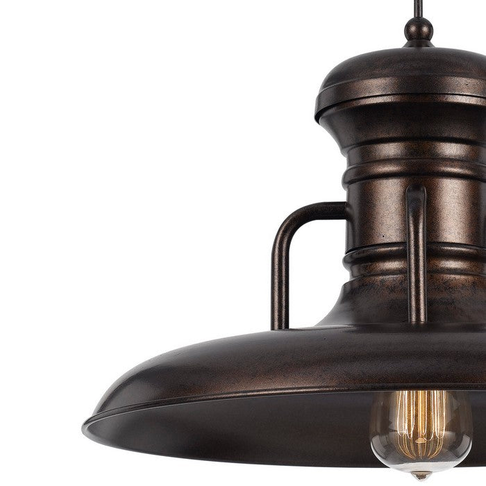 Industrial Round Shaped Metal Pendant Lighting with Canopy, Rustic Bronze