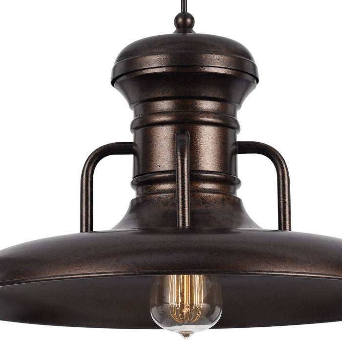 Industrial Round Shaped Metal Pendant Lighting with Canopy, Rustic Bronze