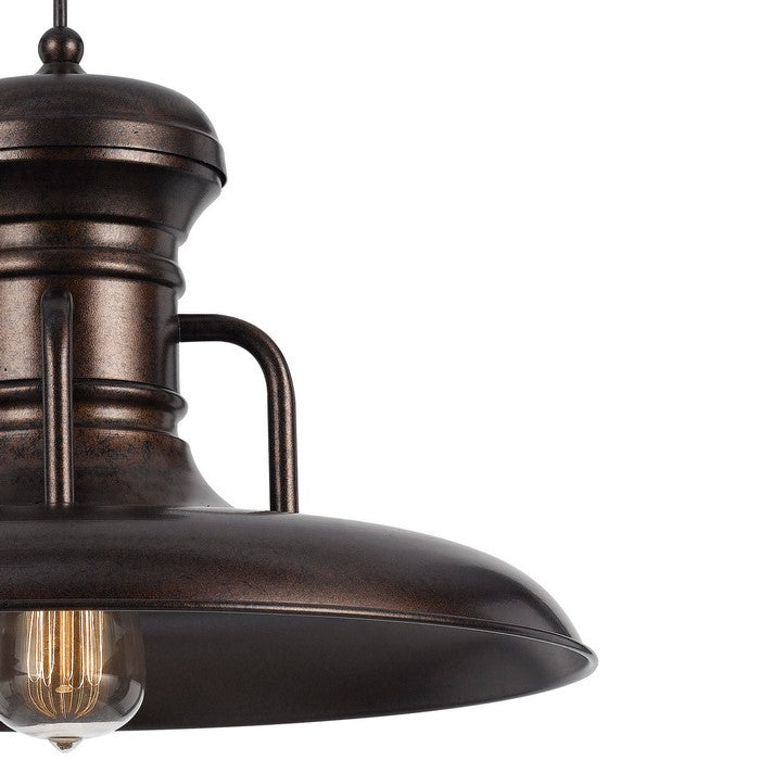 Industrial Round Shaped Metal Pendant Lighting with Canopy, Rustic Bronze
