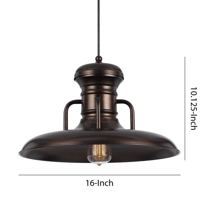 Industrial Round Shaped Metal Pendant Lighting with Canopy, Rustic Bronze