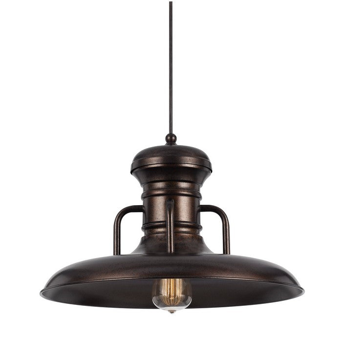 Industrial Round Shaped Metal Pendant Lighting with Canopy, Rustic Bronze