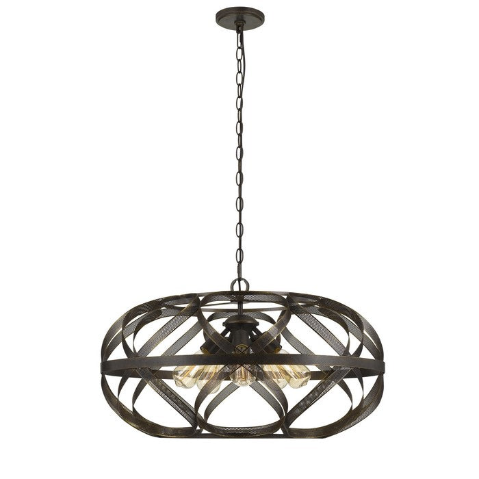 60 X 5 Watt Metal Frame Pendant with Mesh Design, Dark Bronze