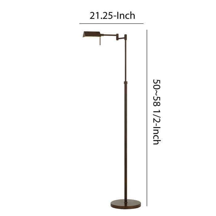 10W LED Adjustable Metal Floor Lamp with Swing Arm, Dark Bronze