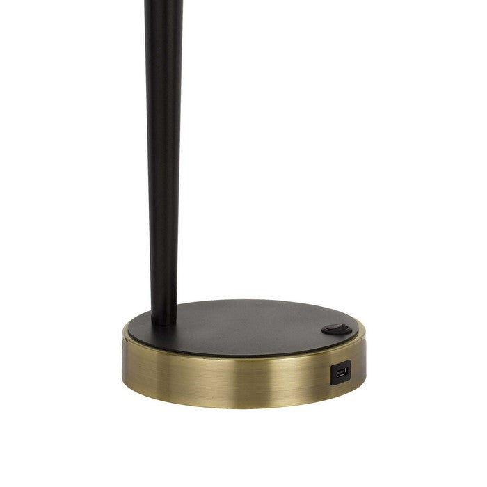 Downbridge Design Metal Desk Lamp with 2 USB Ports, White and Black