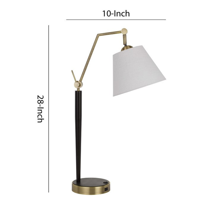 Downbridge Design Metal Desk Lamp with 2 USB Ports, White and Black