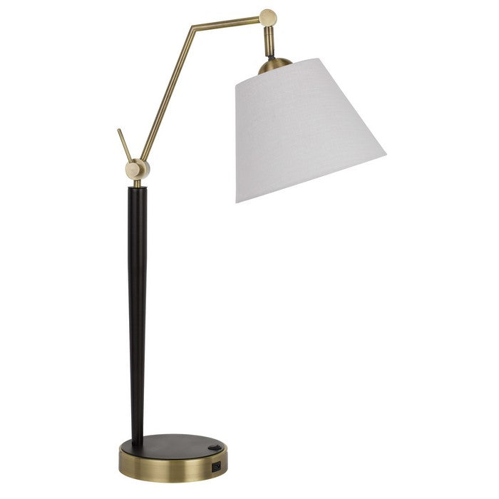 Downbridge Design Metal Desk Lamp with 2 USB Ports, White and Black