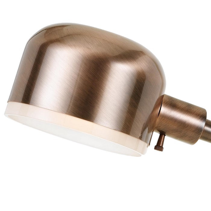 60W Contemporary Metal Desk Lamp with Round Shade and Marble Base, Copper