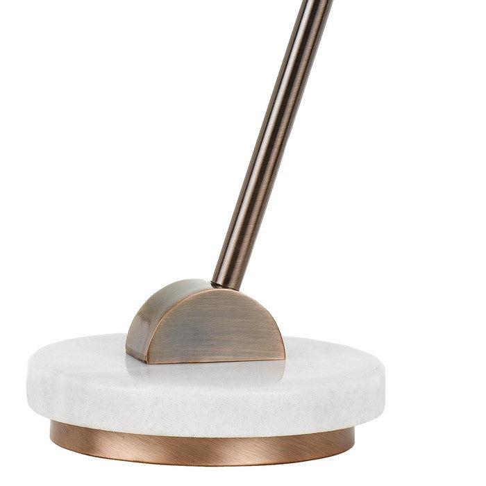 60W Contemporary Metal Desk Lamp with Round Shade and Marble Base, Copper