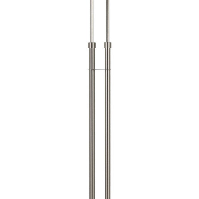2 Swing Arm Heads Metal Floor Lamp with Tubular Stand and Round Base,Chrome