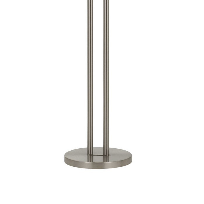 2 Swing Arm Heads Metal Floor Lamp with Tubular Stand and Round Base,Chrome