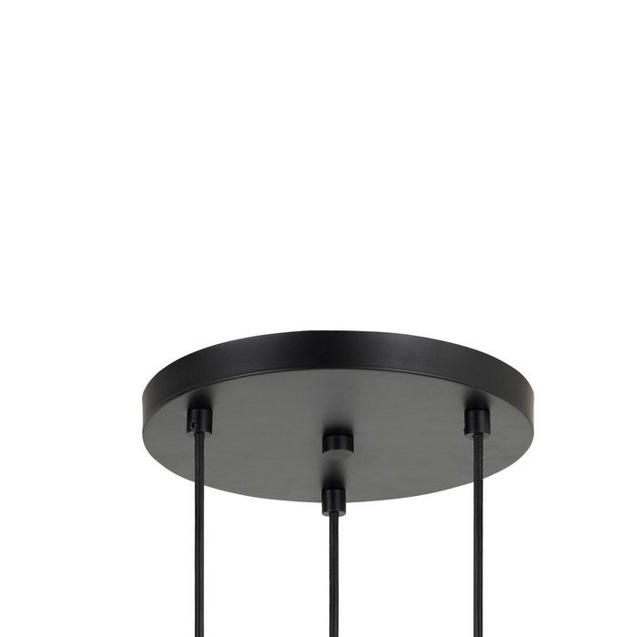 3 Conical Shaped Glass Pendant Lighting with Canopy and Brass Accent, Clear