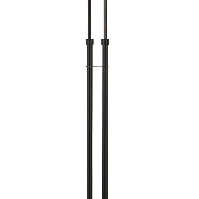 2 Light LED Metal Floor Lamp with Swing Arm and adjustable Height, Black