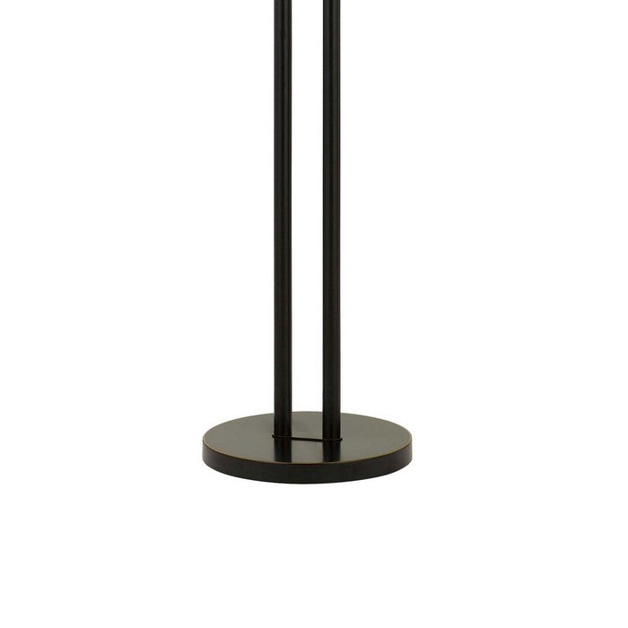 2 Light LED Metal Floor Lamp with Swing Arm and adjustable Height, Black