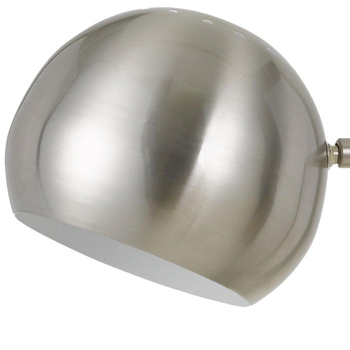 Marble Base 60W Metal Desk Lamp with 1 Electrical and 1 USB Outlet, Silver