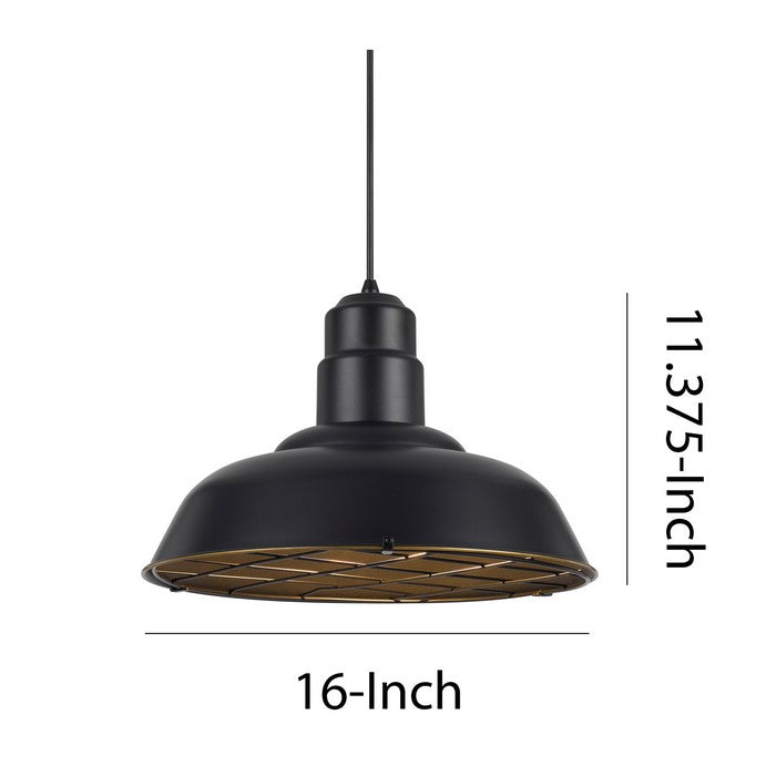 Metal Round Shade Pendant Lighting with Wire Cage Design Head, Black