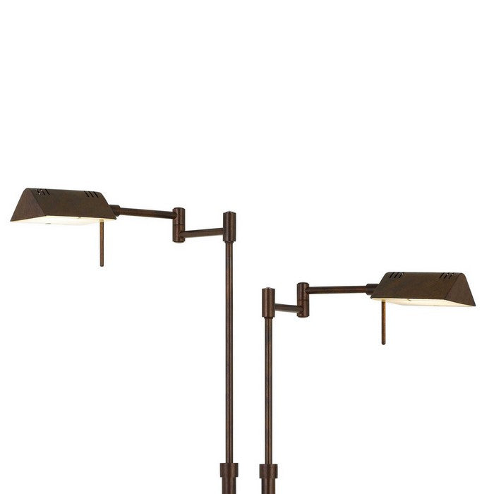 2 Light LED Metal Floor Lamp with Swing Arm and adjustable Height, Bronze
