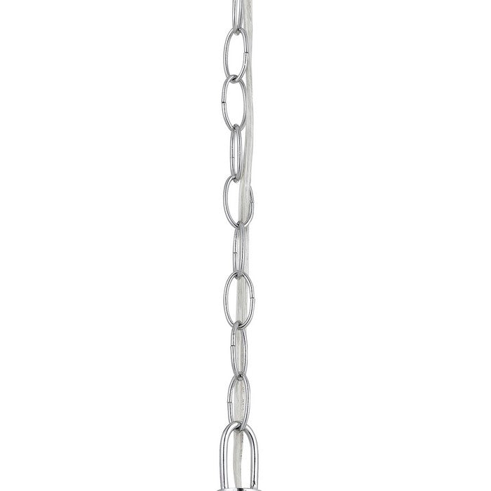 Round Glass Shade Pendant Lighting with Chain Design Cord, Silver and Clear