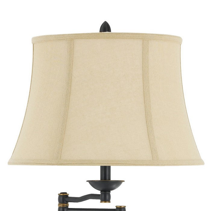 150W 3 Way Resin Swing Arm Floor Lamp with Bell Shade,Dark Bronze and Beige
