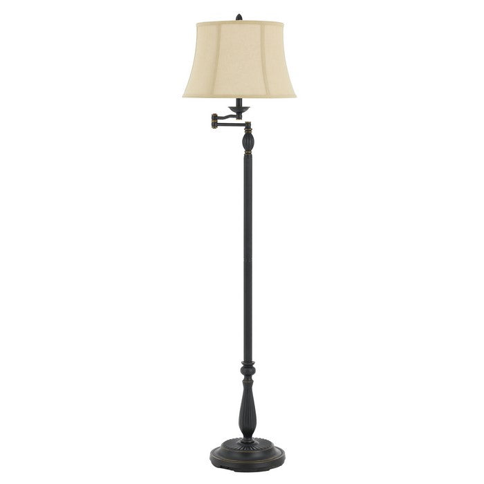 150W 3 Way Resin Swing Arm Floor Lamp with Bell Shade,Dark Bronze and Beige