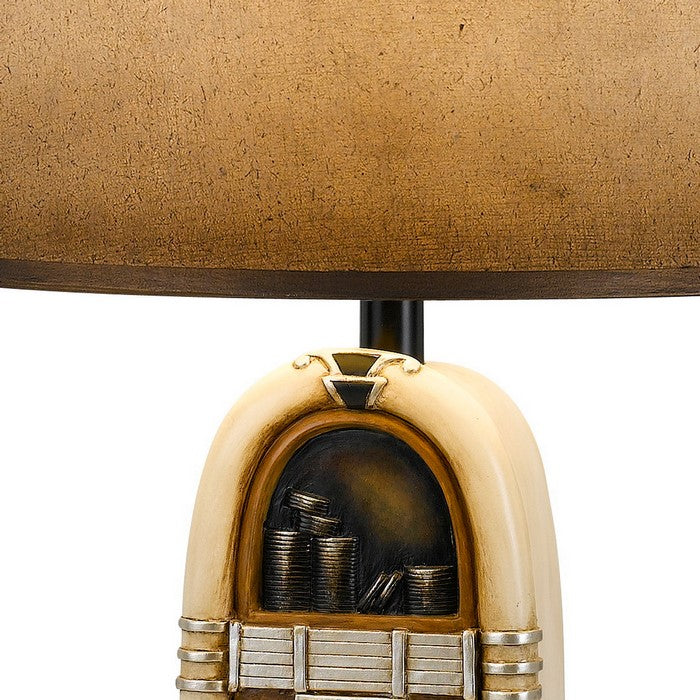 150 W Jukebox Design Resin Table Lamp with Empire Shade, Brown