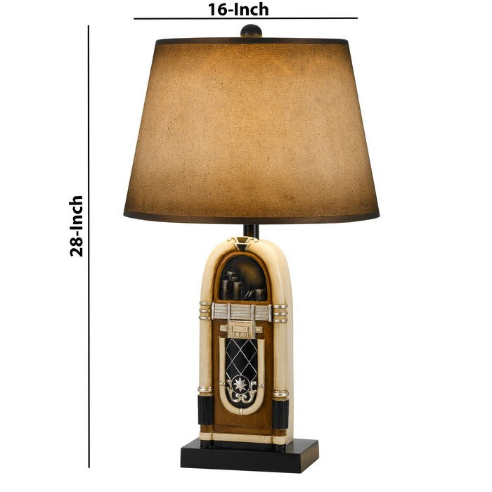 150 W Jukebox Design Resin Table Lamp with Empire Shade, Brown