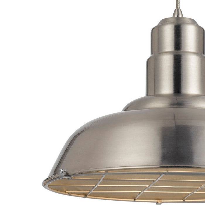 Metal Round Shade Pendant Lighting with Wire Cage Design Head, Silver