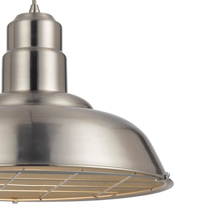 Metal Round Shade Pendant Lighting with Wire Cage Design Head, Silver