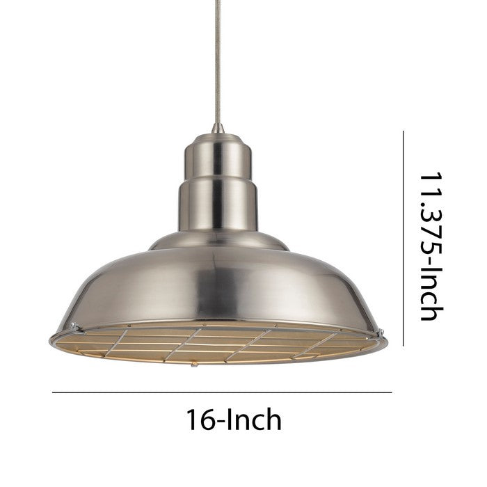 Metal Round Shade Pendant Lighting with Wire Cage Design Head, Silver