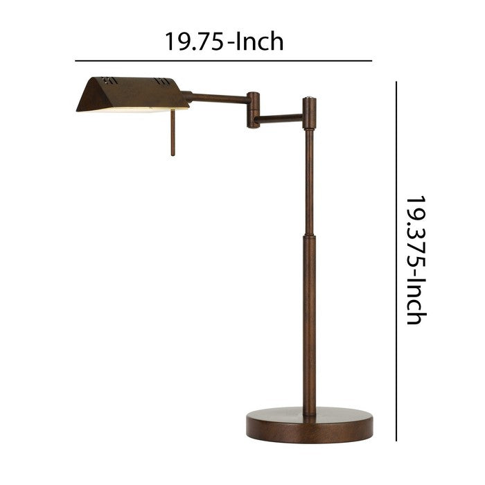 Metal Desk Lamp with Adjustable Arm and Dimmer Switch, Rustic Bronze