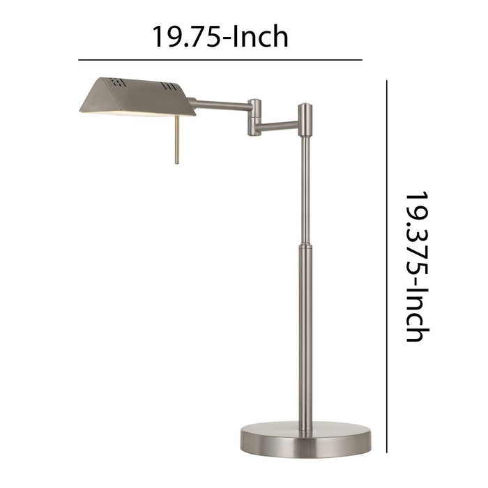 Metal Desk Lamp with Adjustable Arm and Dimmer Switch, Silver