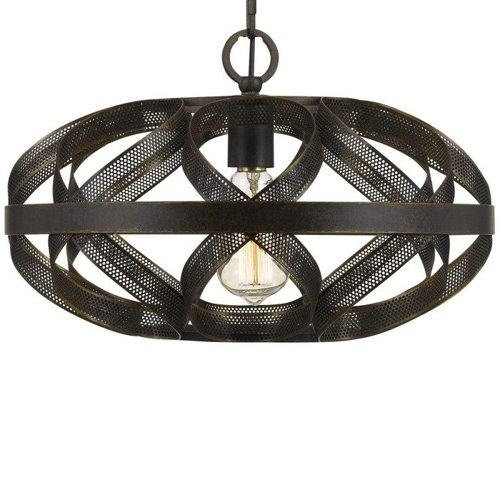 60W Twisted Metal Mesh Design Pendant Fixture, Dark Bronze