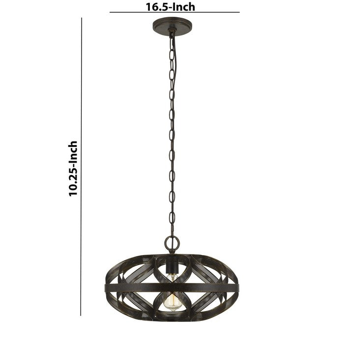60W Twisted Metal Mesh Design Pendant Fixture, Dark Bronze