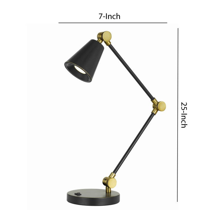 10W LED Metal Desk Lamp with Adjustable Arm, Black and Gold