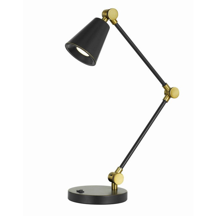 10W LED Metal Desk Lamp with Adjustable Arm, Black and Gold