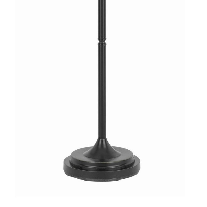 3 Way Glass Shade Torchiere Floor Lamp with Metal Pedestal Base, Black