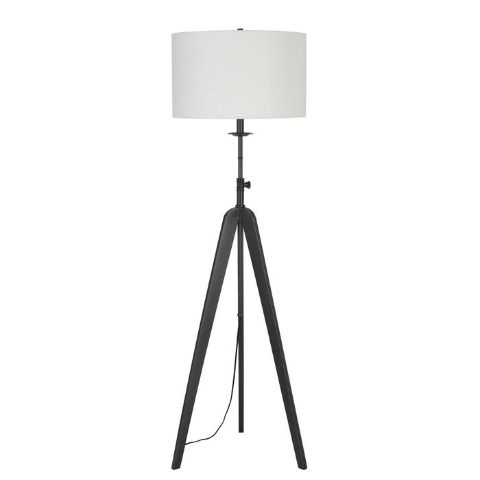 150 Watt Metal Frame Floor Lamp with Fabric Shade, Black and White