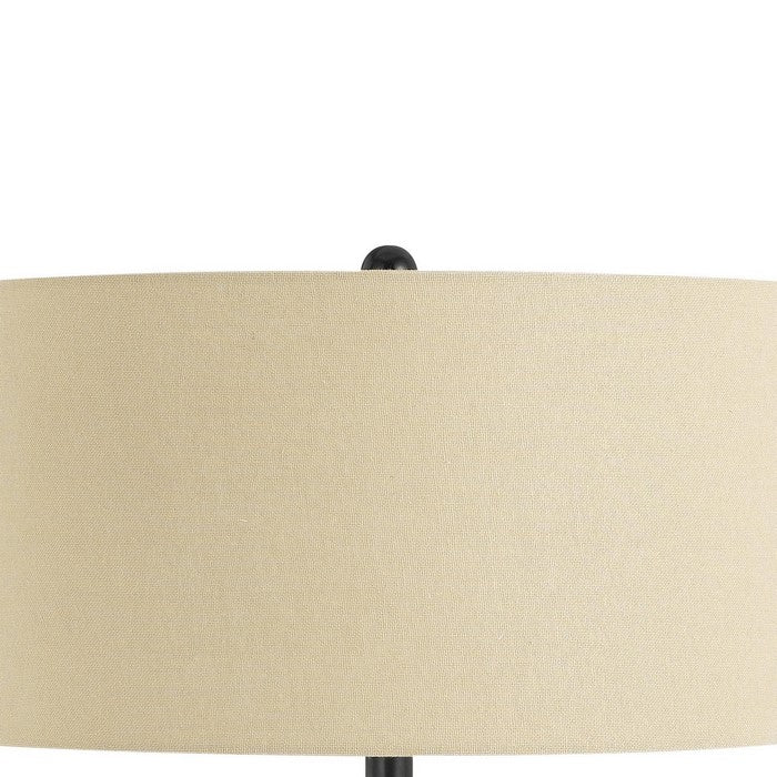 Metal Body Table Lamp with LED Gooseneck Reading Light, Black and Beige
