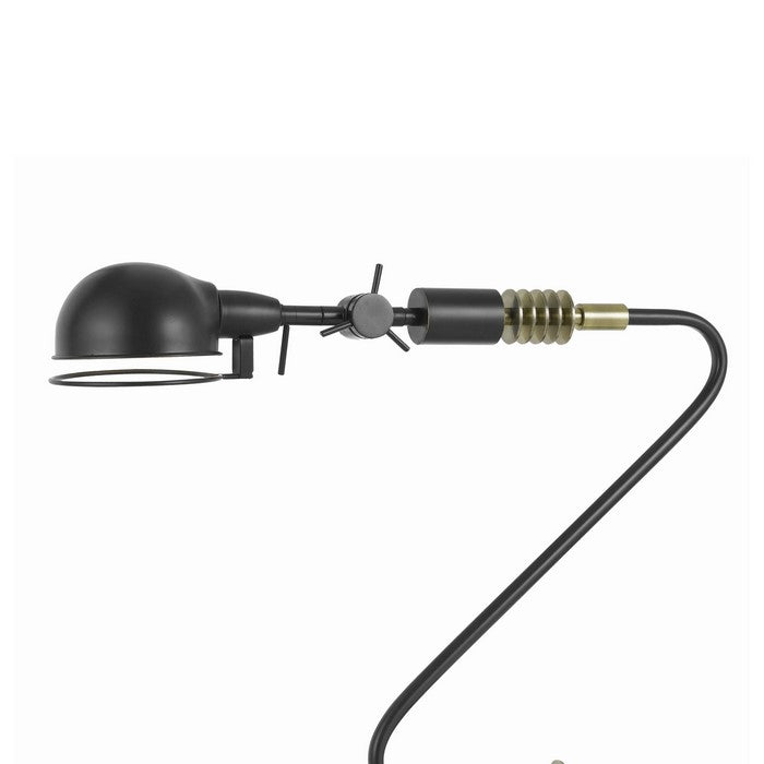 Adjustable Head Metal Desk Lamp with Curved Design Tubular Stand, Black