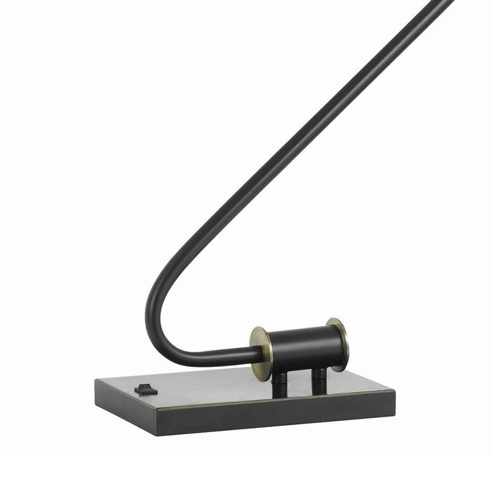 Adjustable Head Metal Desk Lamp with Curved Design Tubular Stand, Black