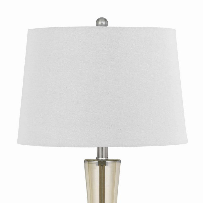 3 Way Fabric Table Lamp with Glass and Marble Base, White
