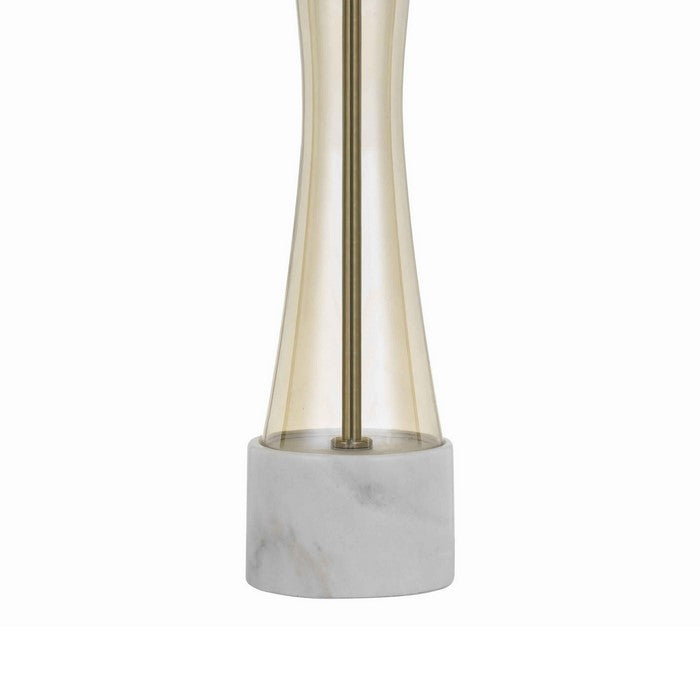 3 Way Fabric Table Lamp with Glass and Marble Base, White