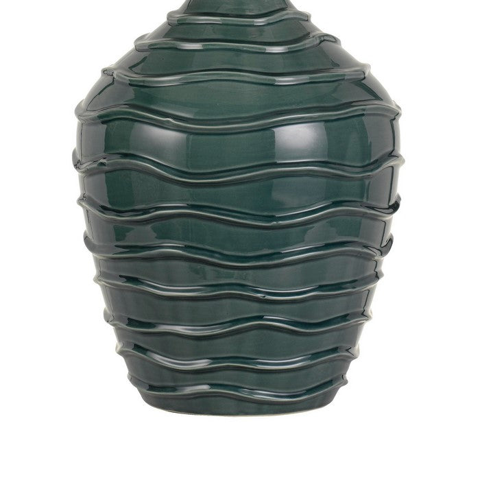 150 Watt Ceramic Frame Table Lamp with Drum Shade, White and Green