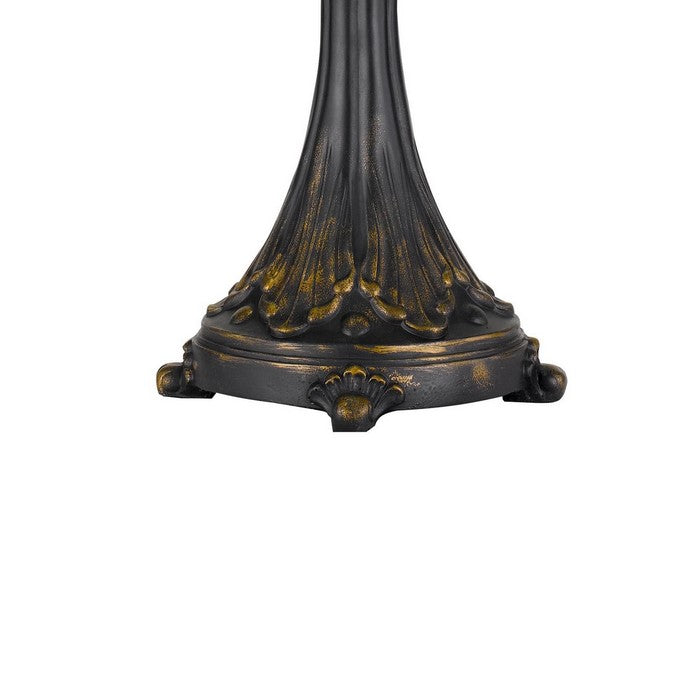 Polyresin Table Lamp with Umbrella Design Glass Shade, Multicolor