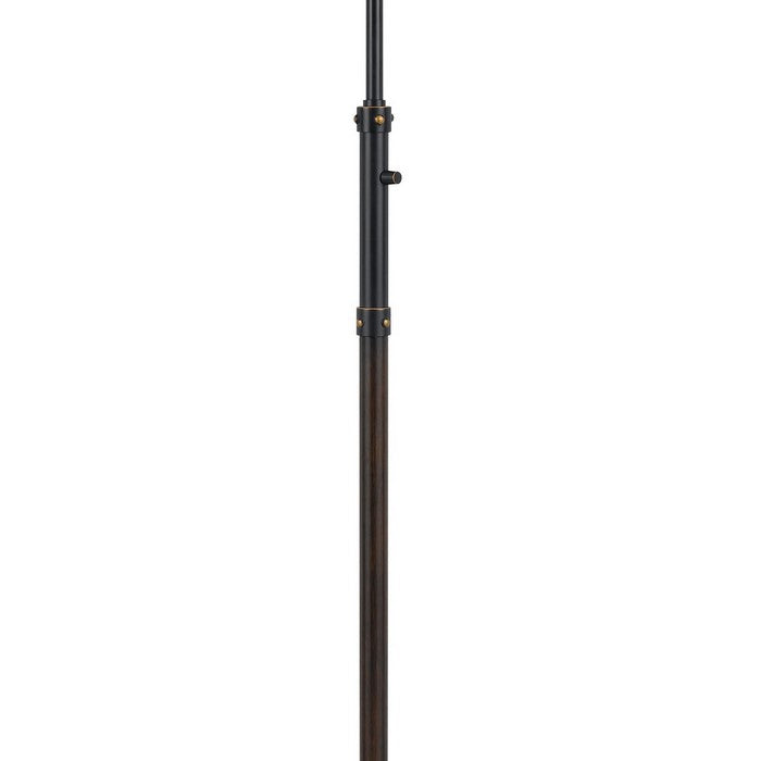 Metal Floor Lamp with 2 Shade and Stalk Support and Round Base, Dark Bronze