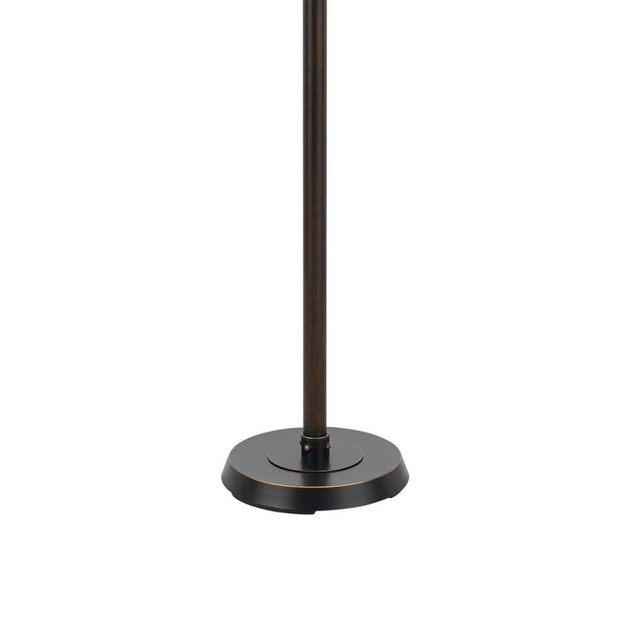 Metal Floor Lamp with 2 Shade and Stalk Support and Round Base, Dark Bronze