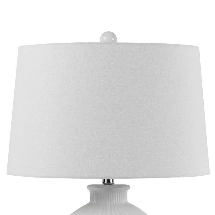 150 Watt Ceramic Frame Table Lamp with Drum Shade, White