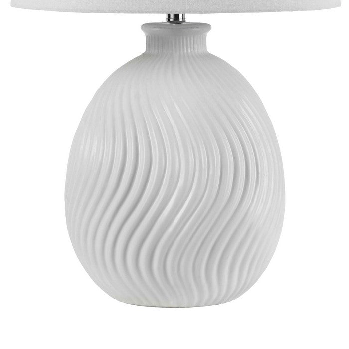 150 Watt Ceramic Frame Table Lamp with Drum Shade, White