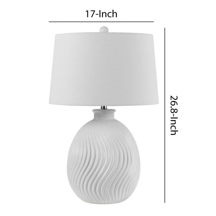 150 Watt Ceramic Frame Table Lamp with Drum Shade, White