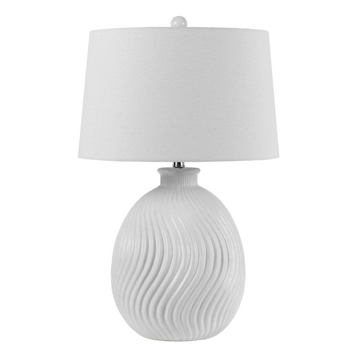 150 Watt Ceramic Frame Table Lamp with Drum Shade, White